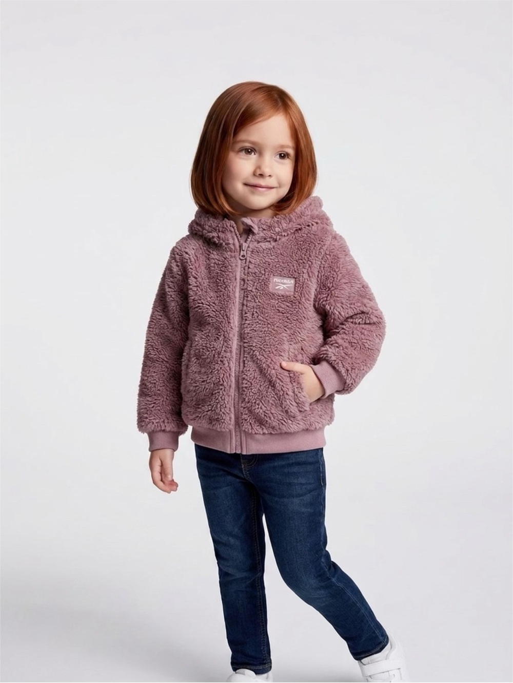 Reebok Cozy Mauve Teddy Zip Hoodie for Kids